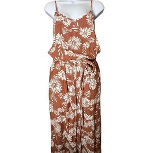 SO Goods for Life Women's Floral Jumpsuit Pants Summer Sleeveless Brown Small